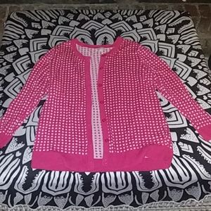 Hot pink polka dot coat.